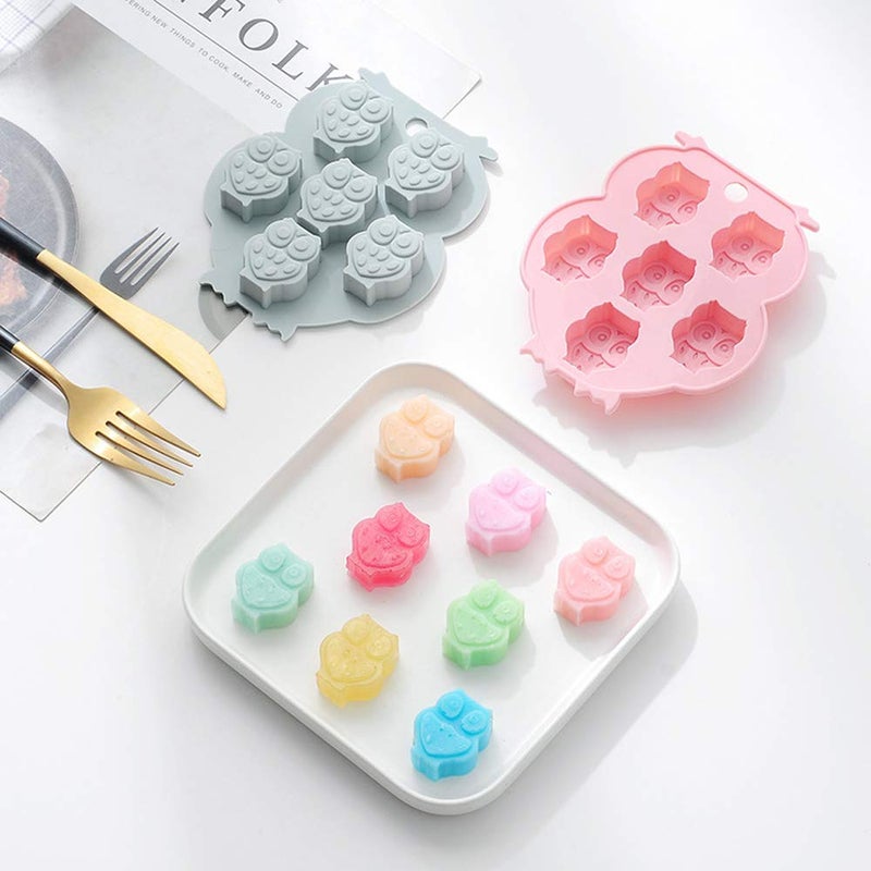 OURASHERO 2 Pack Mini Chocolate Mold Owl Shape Silicone Mold for Candy Gummy Jello Ice Cube Crayon Melt Biscuits, Cake Decoration Soap Molds Silicone Baking Mold Making Kit, Lovely & Fun for Kids - Image 2